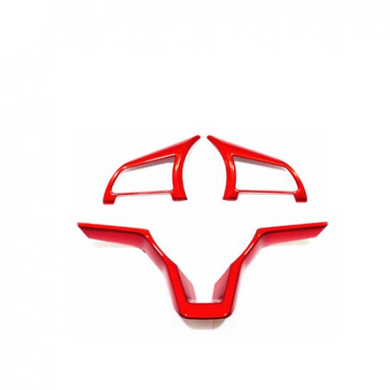ABS Bright Red Steering Wheel Decor Frame Trim For NISSAN KICKS -2024