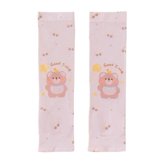 Kids Sun Protection Sleeves Cute Animal Car Print Arm Sleeves E