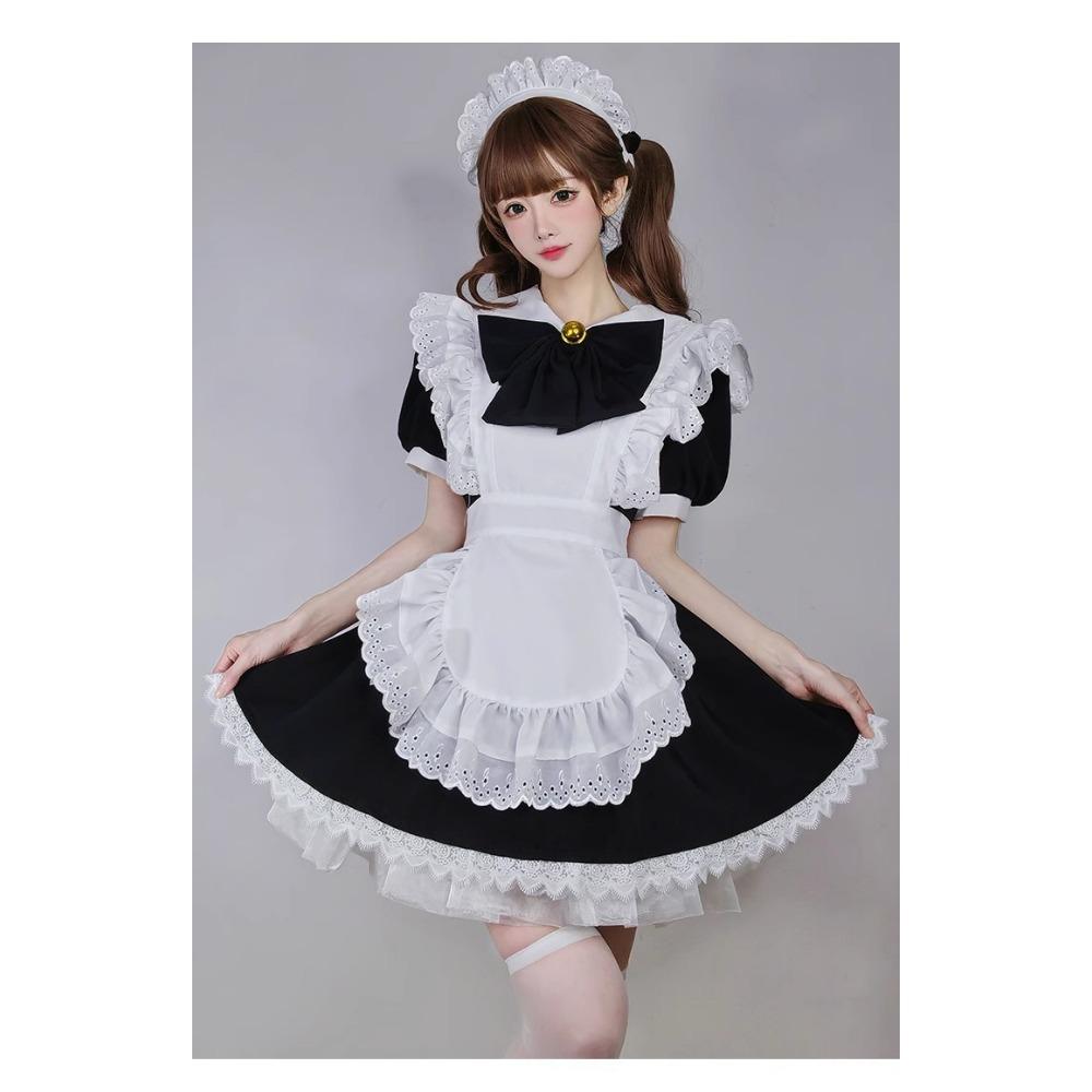 Cute Lolita Bunny Girl Cosplay Black and White Maid Outfit Lolita Dress Women's Skirt