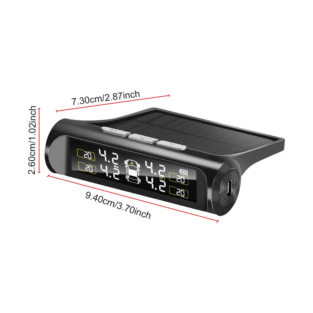 Tyre Pressure Digital LCD Display Auto Security Alarm Systems Solar Power Car TPMS Tyre Pressure Monitoring System External Sensor