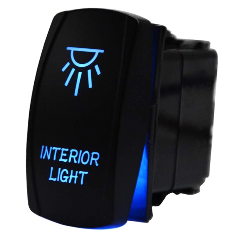 Wsays LED Light Bar Rocker Switch 5 Pin 20A 12V Blue Backlit Compatible with Polaris Ranger RZR XP Turbo Fit Can Am Commander Maverick X3 UTV