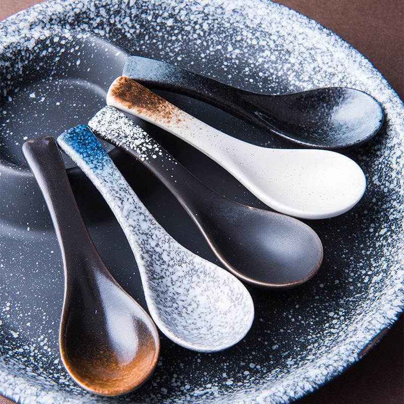 Ceramic Japanese Soup & Rice Spoon - Cute, Creative Teaspoon for Tableware and Cooking.