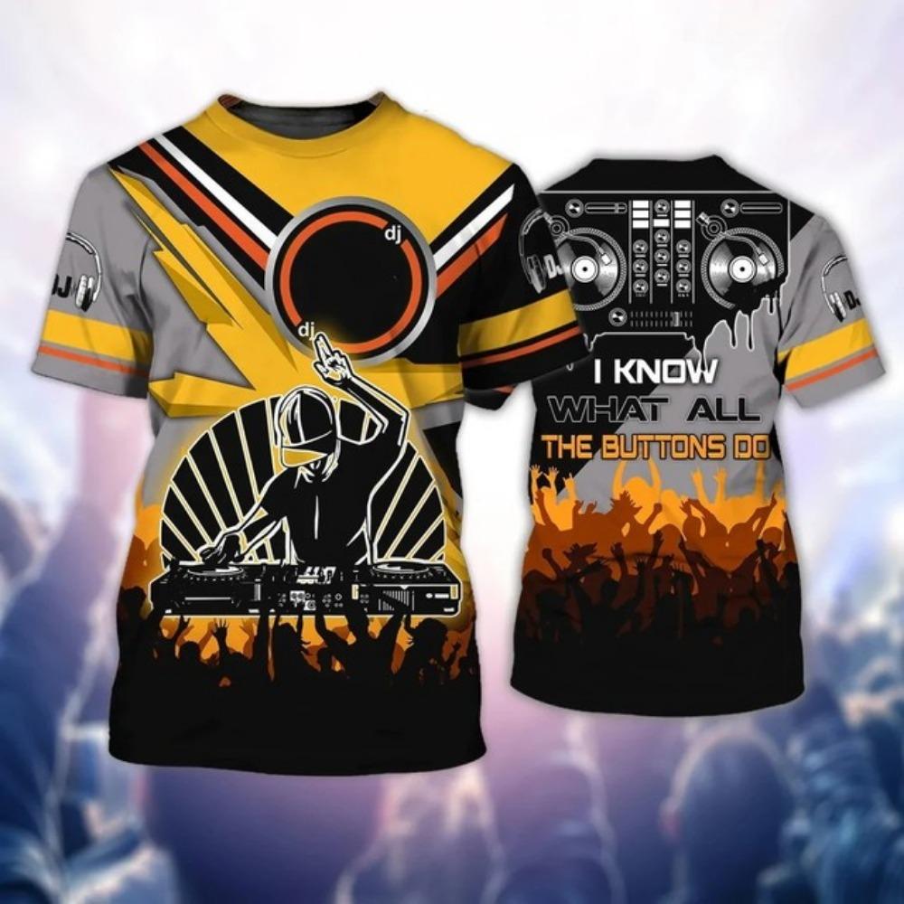 Mode DJ Rockmusik T-Shirt für Männer Street Trend Hip Hop Harajuku Kurzarm Freizeit Rundhalsausschnitt Übergroßes T-Shirt Sommer T-Shirts