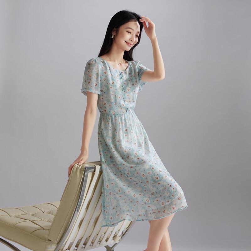 SOFSIL French Floral Mulberry Silk Dress L