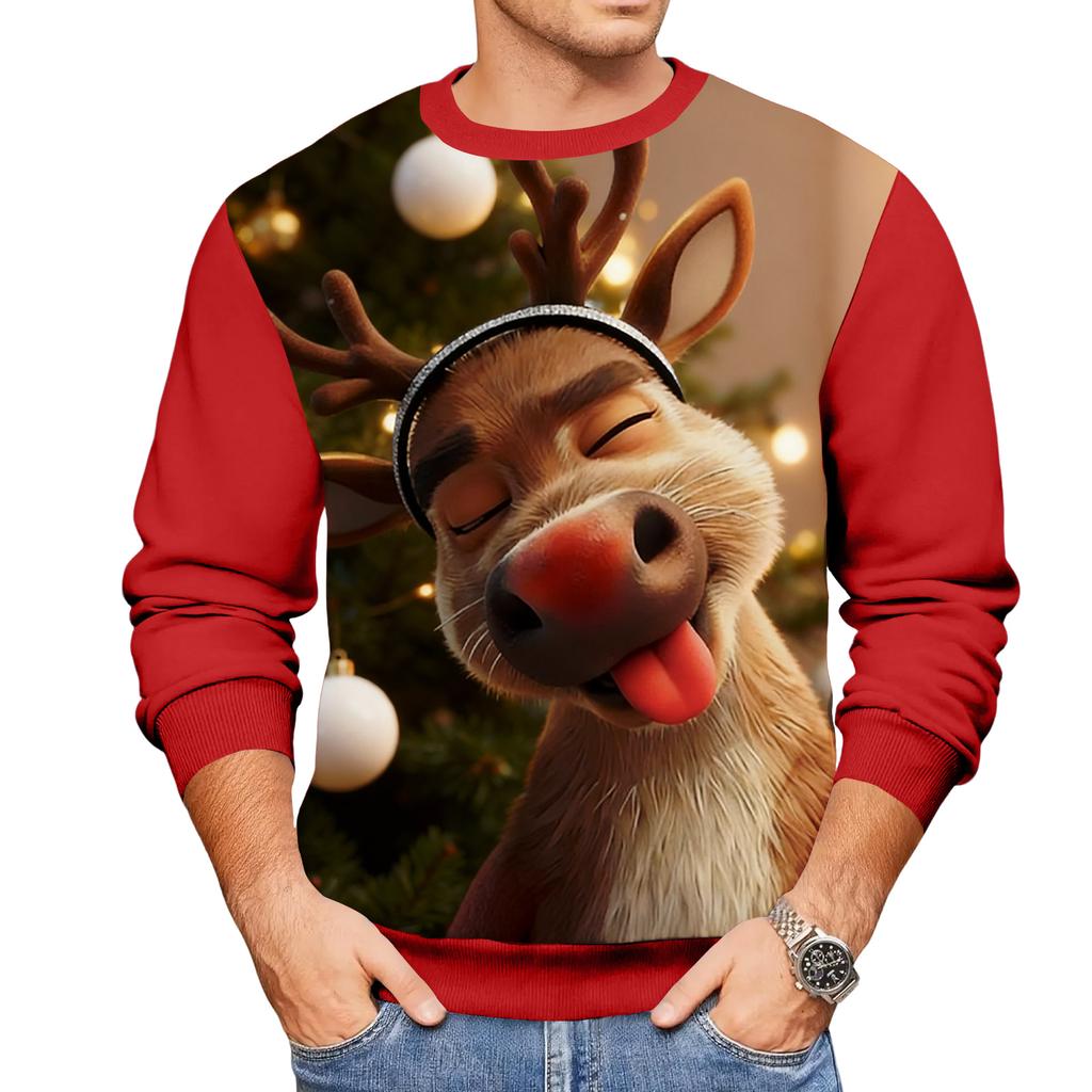 Christmas Print Loose Men's Hoodie