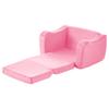 2-in-1 Kids Sofa, Foldable Toddler Soft Couch with Armrests, Made of 28D Sponge & Short Pile, Convertible Toddler Chair to Lounger, Kid Couch Fold Out