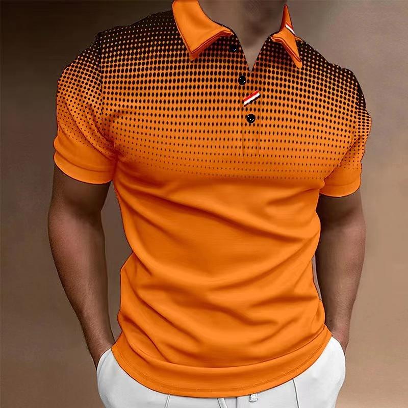 

Мужская повседневная футболка-поло с короткими рукавами и принтом Slim Fit S оранжевый