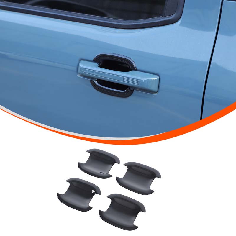 For Ford Maverick -2025 ABS Carbon Fiber/Black/Silver Car Door Exterior Door Handle Cover Trim Sticker Car Accessories