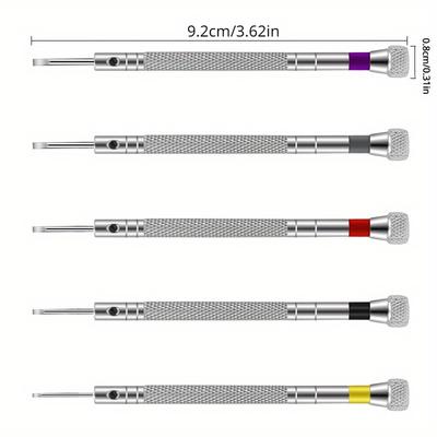 5pcs/set 0.8-1.6mm Steel Screwdriver for Watch Repairing Portable Watch Tools Band Removal with Mini Link Pins Watchmaker Tools