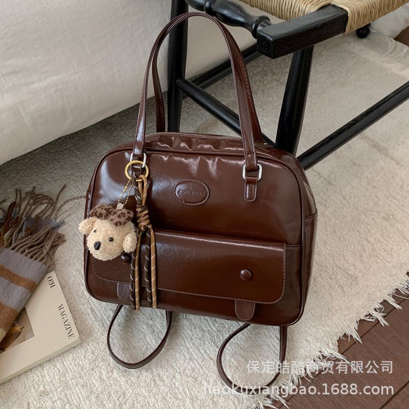 College style student class foreign style leather casual versatile shoulder portable 2025 autumn and winter women's backpack bag