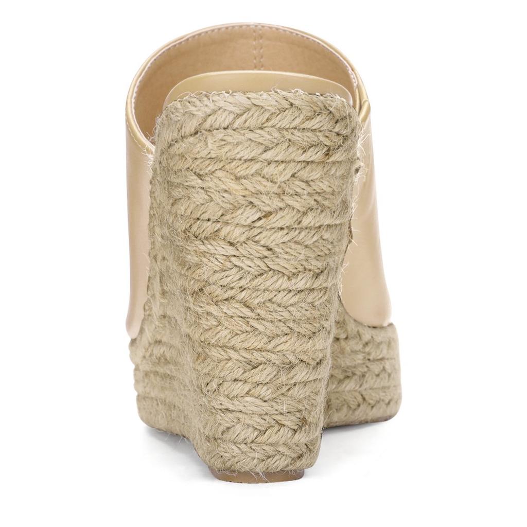 Allegra K Damplattformmules, Öppen tå, Kilklack, Nude, Storlek 24cm