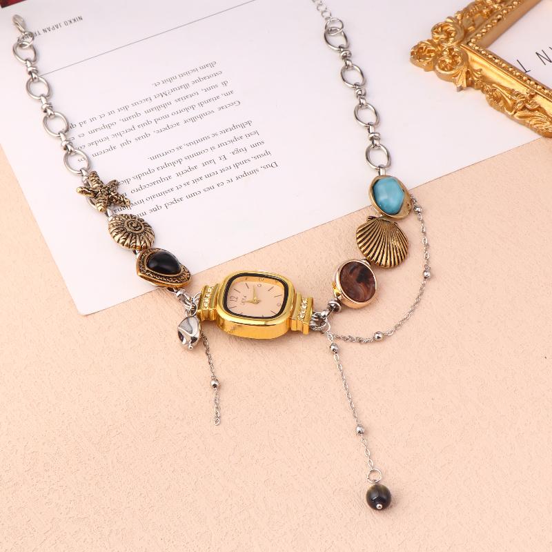 Fashion New Punk Watch Pendant Necklace For Women Retro Elegant Trendy Choker Exaggerated Party Jewelry Accessories Gift