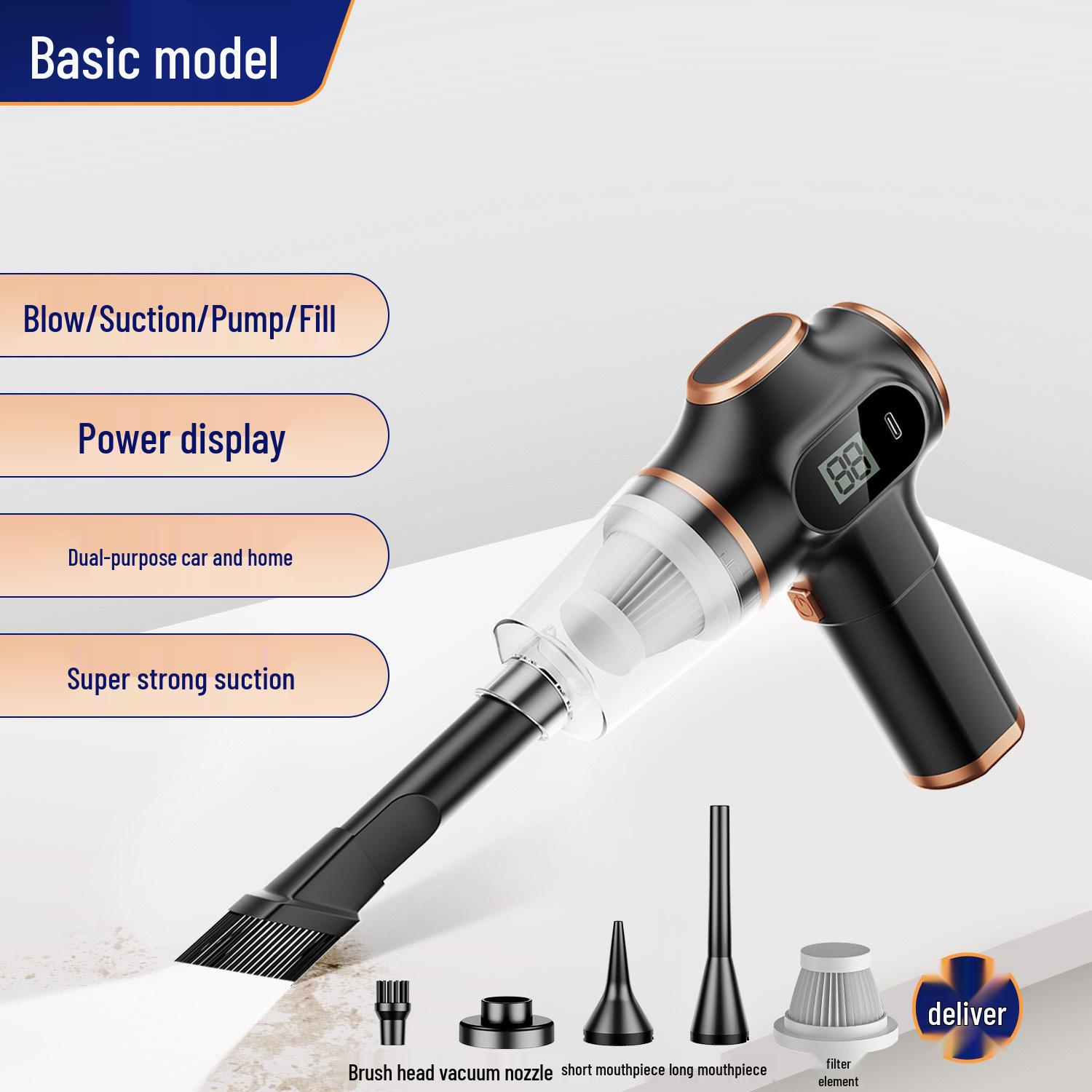

Portable Dual-Use Handheld Car Vacuum Cleaner and Duster with Inflatable Function, Powerful Suction for Home and Car.