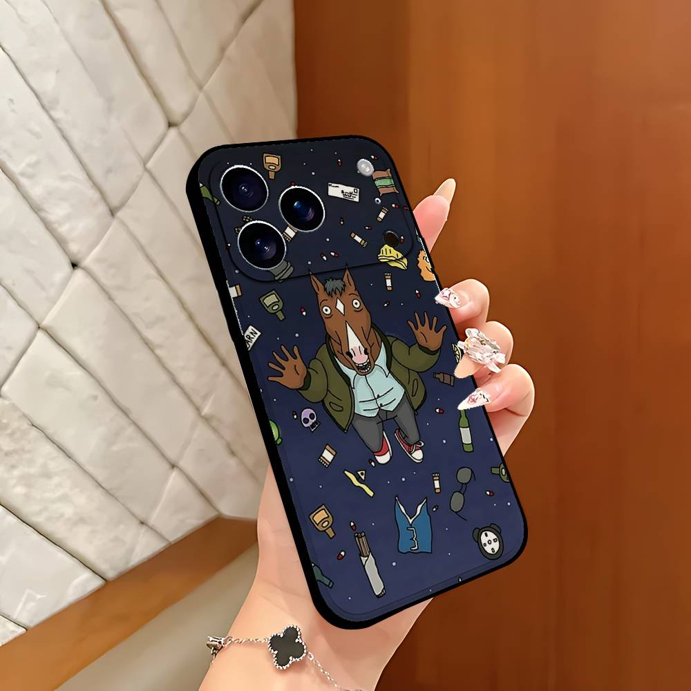 Cartoon B-BoJacks Horsemans Phone Case Black That Fits For IPhone 17,16,15,11,13,14 Pro Max,Plus,X,Xr,Xs Max,13Mini
