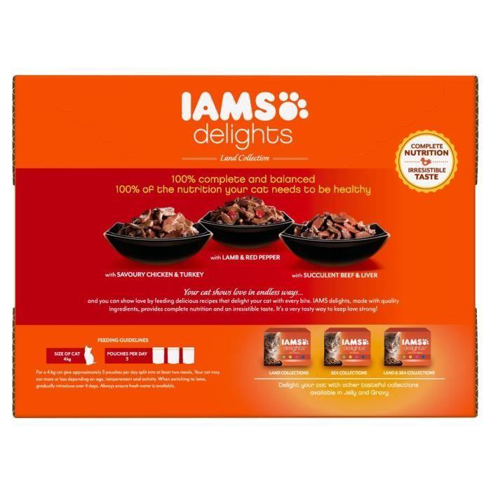 IAMS Delights Multibox Saveurs De La Terre En Sauce (Land Collection) - Toutes Races - 12x85 G - Pour Chat Adulte