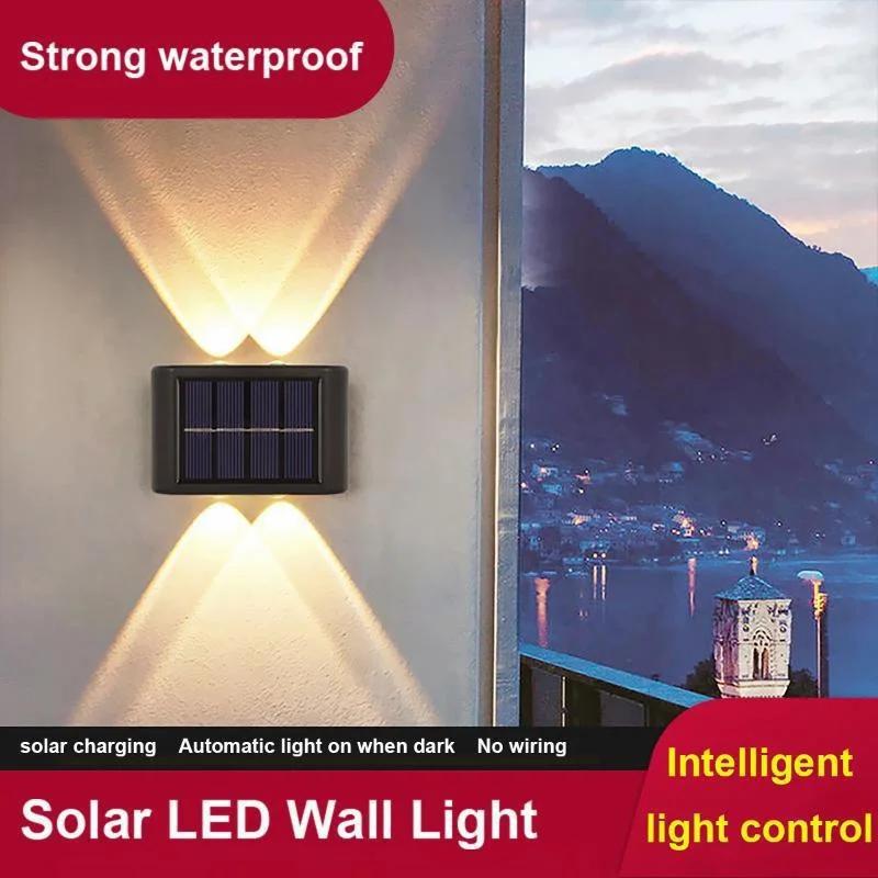 4/6/8/10/12/16 LED Solar Wall Lamp Outdoor Garden  Waterproof Up and Down Luminous Lighting 1pcs hanging crystal