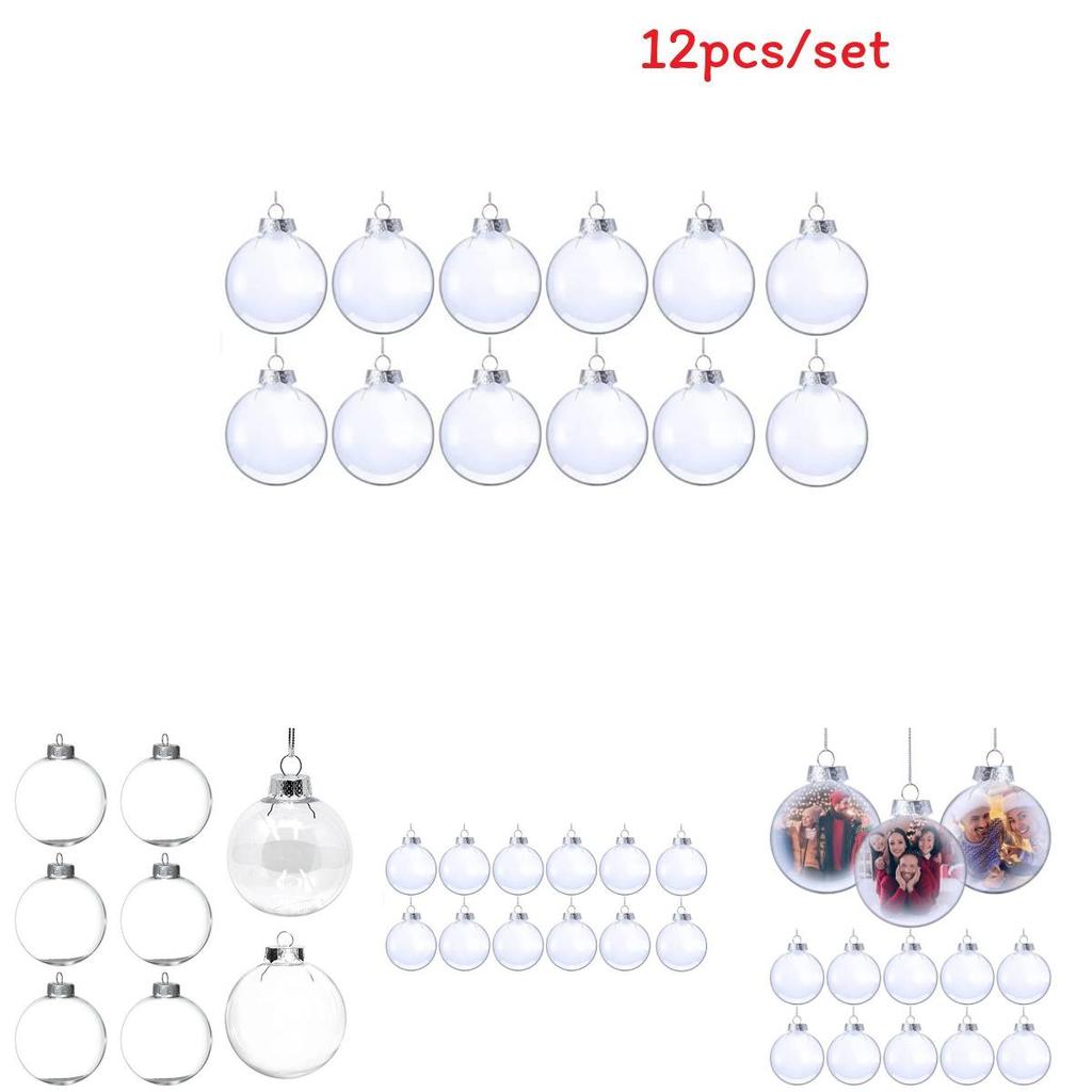 Vánoční ozdoba koule v moderním uměleckém stylu, 6cm, průhledný plast, pro sváteční dekoraci