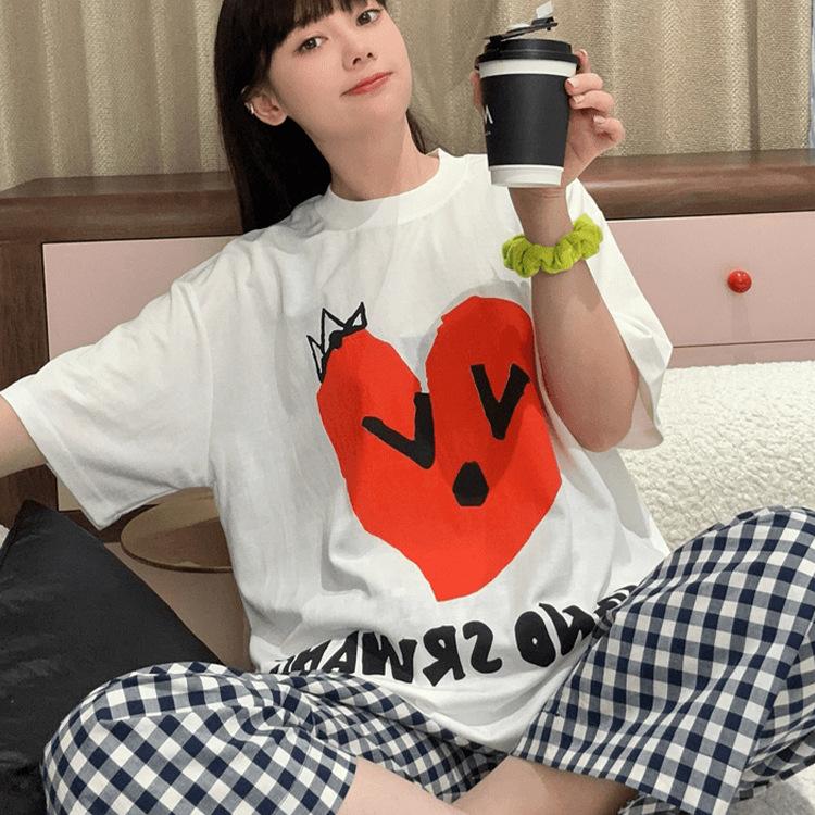 Maillard wears pure cotton short-sleeved trendy brand front shoulder white T-shirt, summer women's loose casual versatile top women's