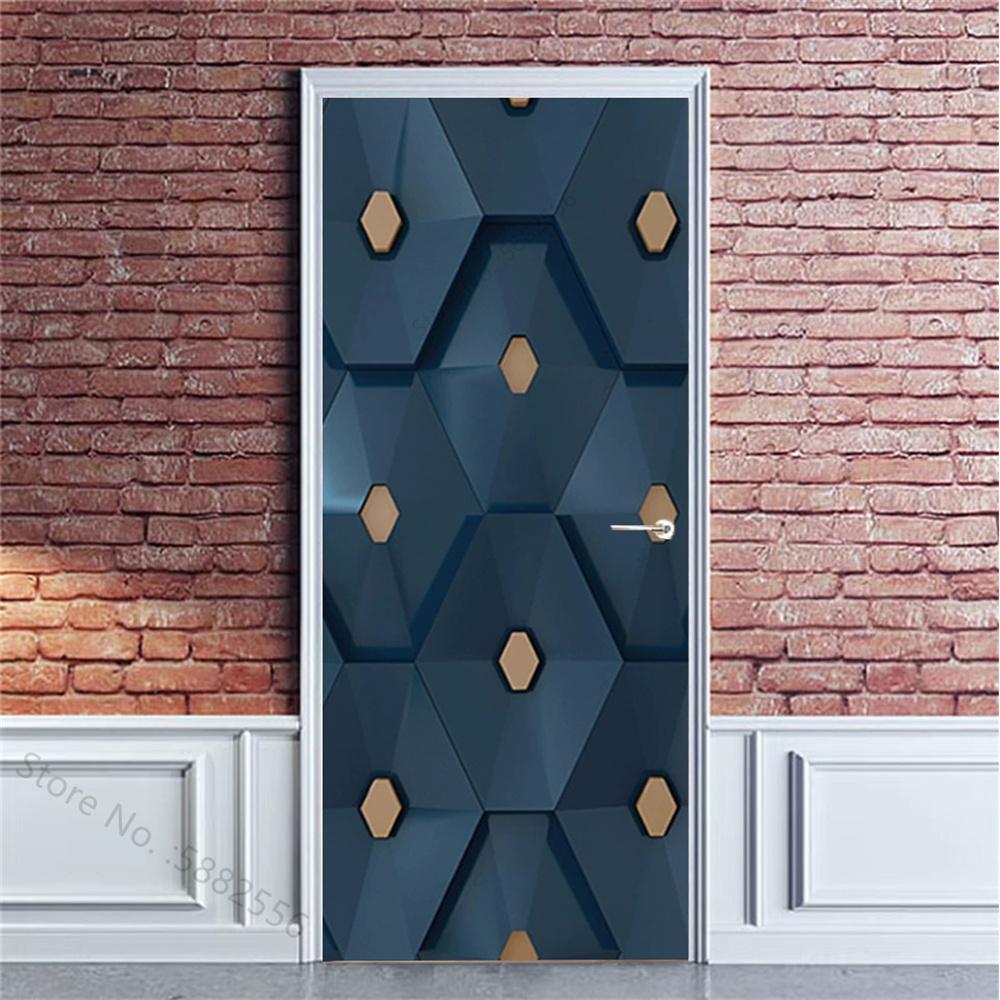 PVC Self-Adhesive Waterproof Door Sticker Modern Simulation Door Mural Wallpaper Living Room Study Home Decor Art Door Poster