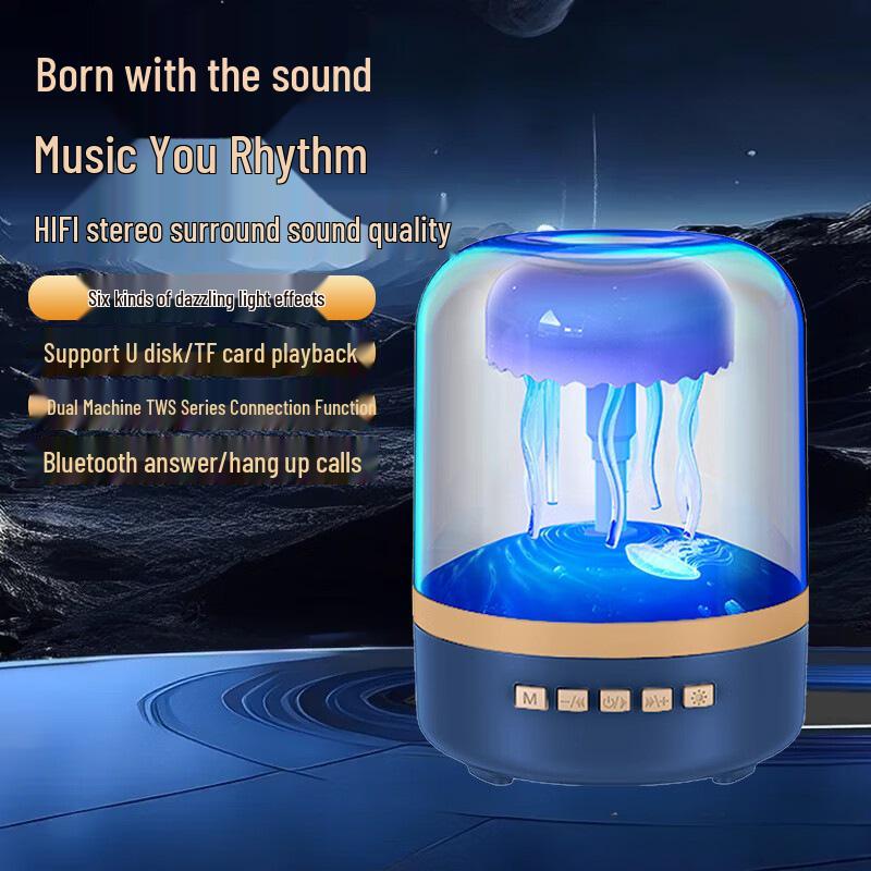 Dual TWS Bluetooth Speaker: Jellyfish Smart Colorful Sound USB Flash Drive Compatible