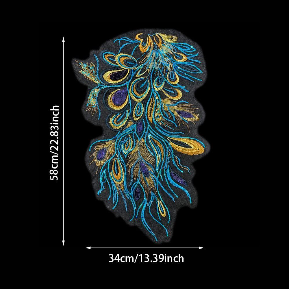 DIY Embroidered Floral Patches Phoenix Feather Sequined Embroidery Patches  Wedding Dresses