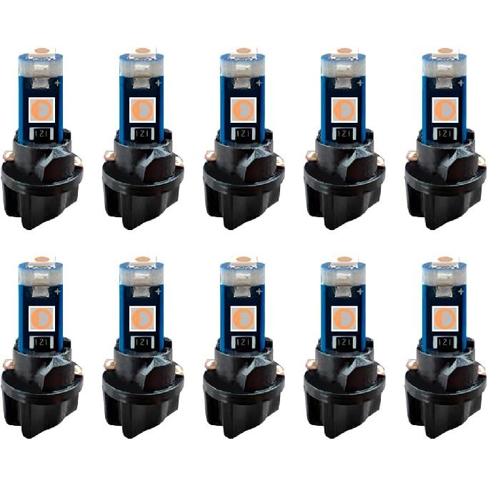 10PCS T5 LED Bulb with Twist Lock Socket- 74 37 2721 PC74 PC37 LED Dashboard Trument Panel Gauge Cluster Indicator Light Bulbs- Bright 3030 SMD 12