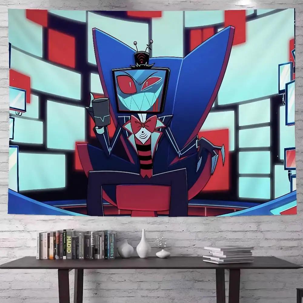 Anime Vox Tapestry H Hazbin H Hotel TV Head Devil Printing Tapestry Teen Boy Room Dormitory Game Room Decoration