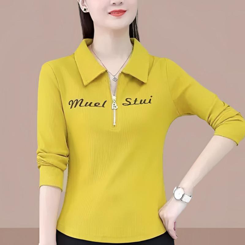 New Early Spring and Autumn Long-sleeved T-shirt Polo Shirt for Women Self-cultivation