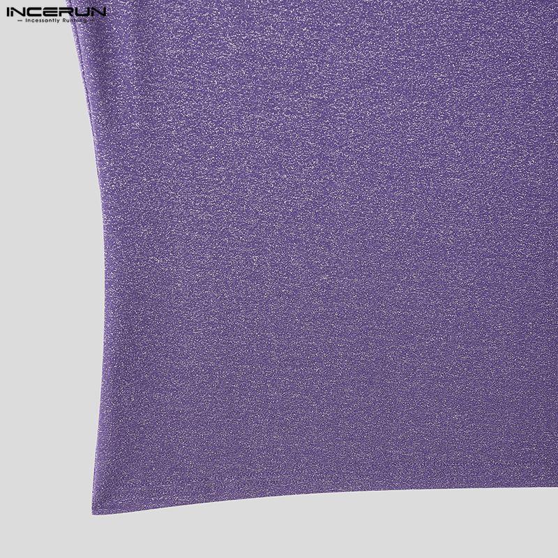 INCERUN Herren Hochgeschlossenes Ärmelloses Einfarbiges Glitzer Figurbetontes Lässiges Tanktop Weste