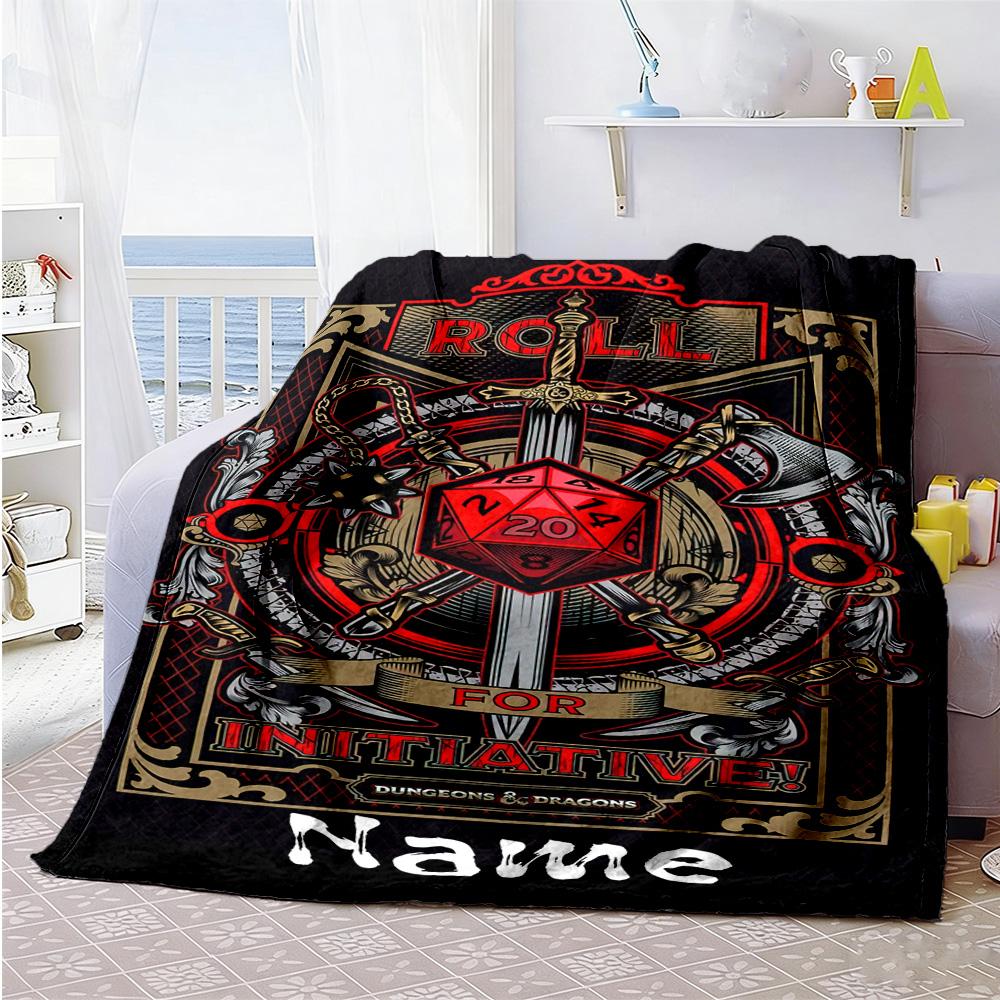 Dungeons Dragons Theme Customize Your Name Blanket Multi-purpose Customizable Blanket Comfortable Suitable for Office Couch Picnics Livingroom