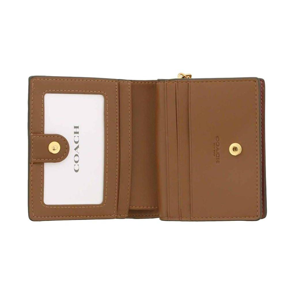 Coach Snap Wallet Classic Monogram Canvas With Leather Wildflower Print Two-Fold Wallet Women Wallet C8734-IME7V
