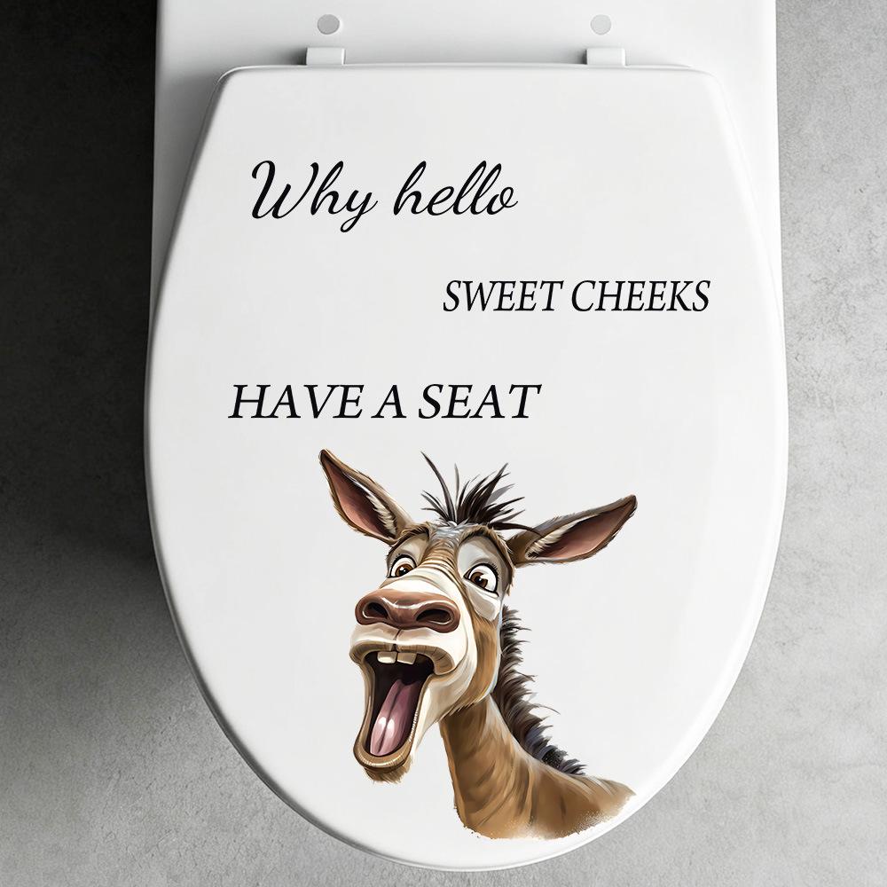 Self-adhesive Funny Cartoon Pet Toilet Stickers Waterproof Oil-proof for Bathroom Home Shop Decor