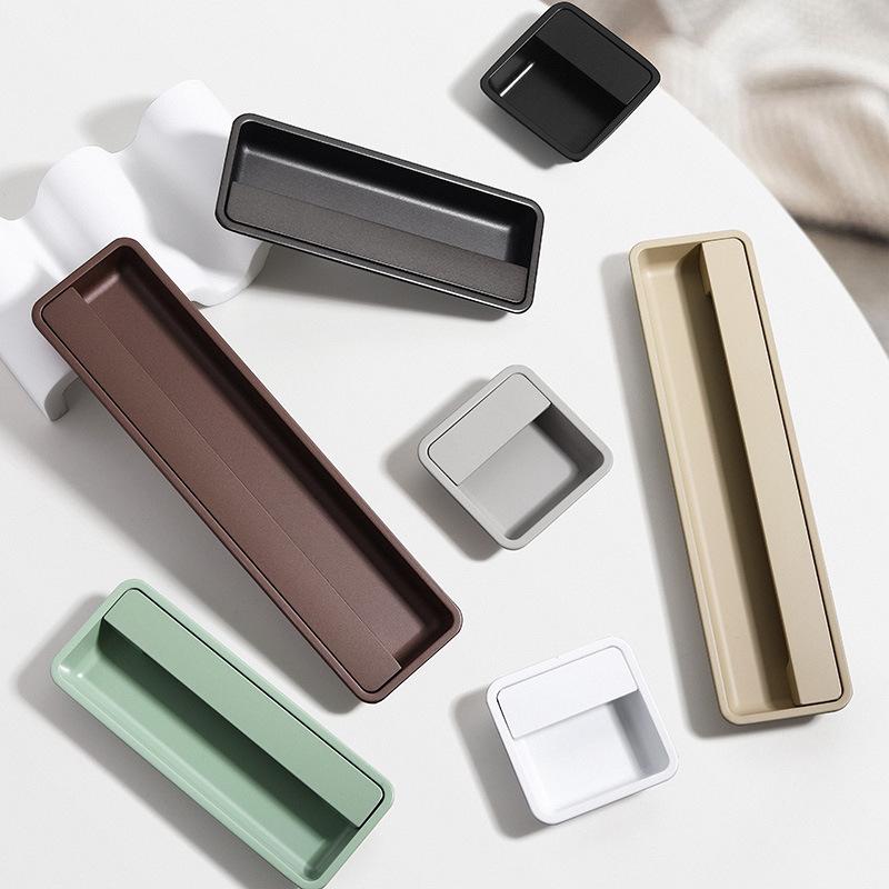 Modern Sliding Door Concealed Handle Slotted Embedded Buckle Furniture Handles Wardrobe Push Pull Hidden Kitchen Cabinet Knobs
