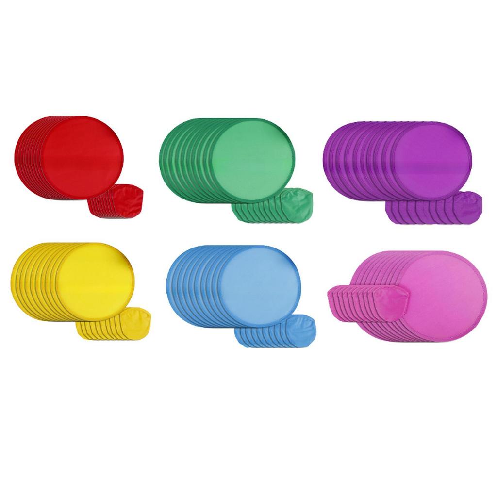 10 Pieces Folding Fan Diameter 25 Cm Classic Polyester Handheld Summer Round Fan for Advertising Performance Travel Decor