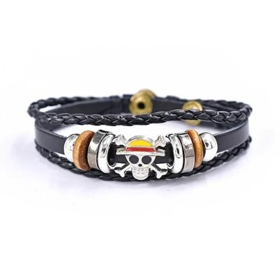 Anime One Piece Náramek Luffy PU Náramek Cosplay Doplňky Piráti ze Slaměného klobouku Šperky Kožený Náramek Dárky k narozeninám