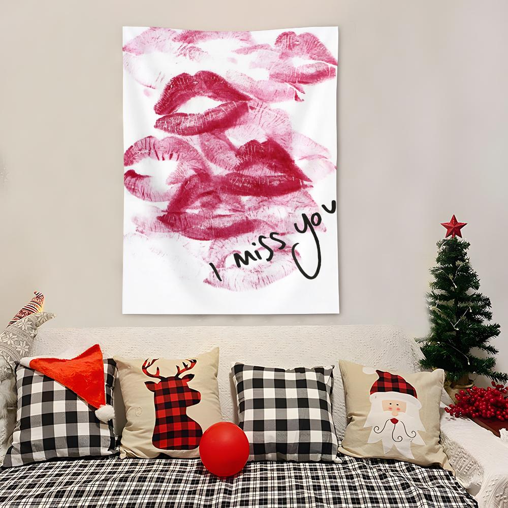

Valentines Day Kiss Tapestry Decoration Art Microfiber Background For Bedroom Living Bar Garden Outdoor Festival 74x94cm(29x37in)