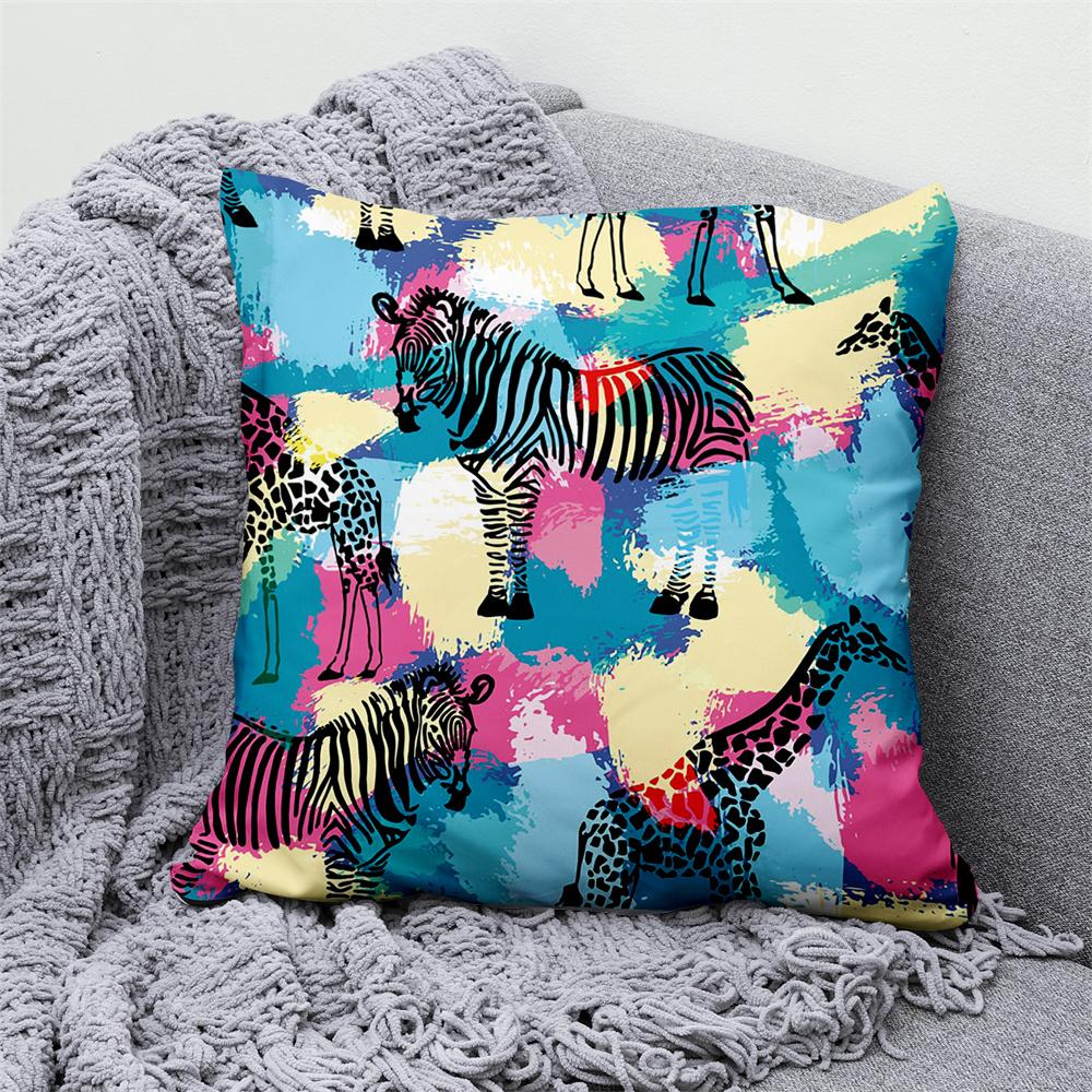 Juste De Coussin En Velours Animal Floral, Taie D'oreiller Décorative, Oreiller Pour La Maison, Canapé, Chambre, Voiture, Loup, Vache
