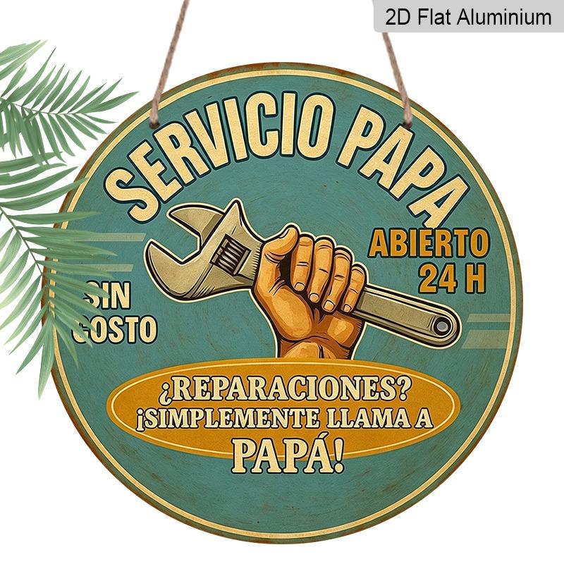 

2D Flat Retro Aluminum Wall Decorations in Various Sizes. Spanish Retro Dad s Repair Service Themed Wall Hangers Are Ideal for Home Décor and 20*20cm