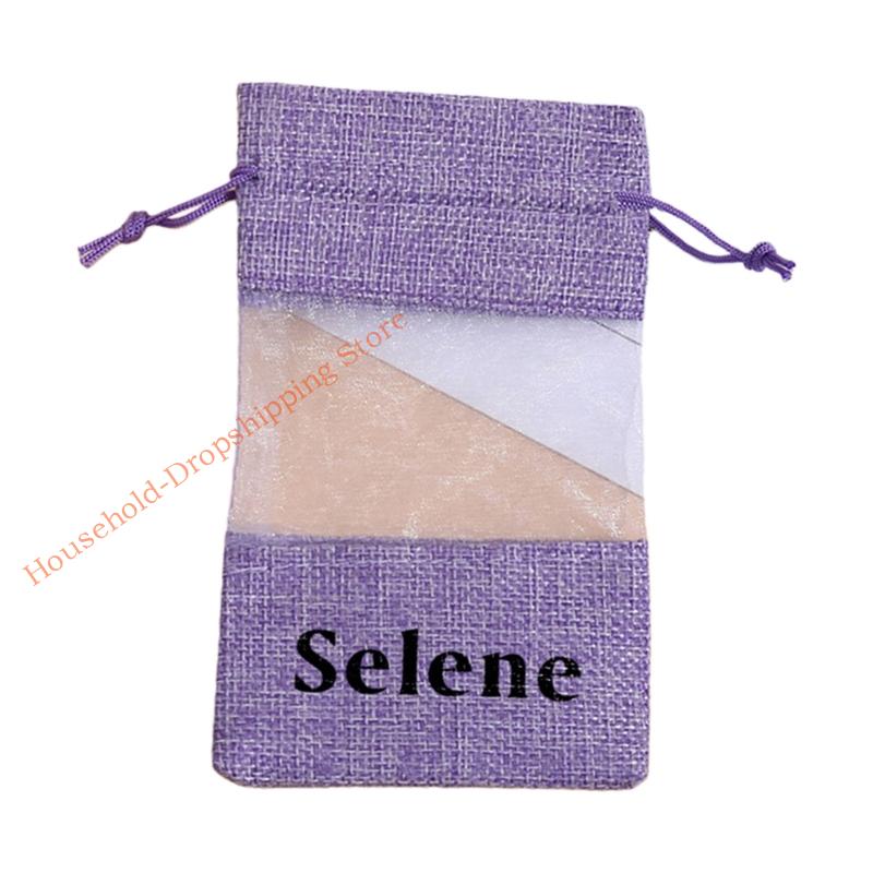 Cultural Pattern Drawstring Jewelry Organizers Breathable Linen Fabric Portable Storage Bag 85AD