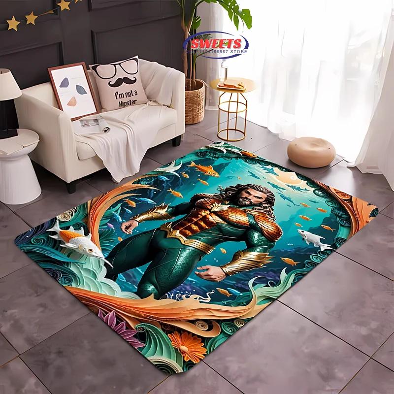 New Shelves ! DC Classic Aquaman Carpet, Bedroom Floor Living Room Bed Mat, Non-slip Exquisite Home Decor, Machine Washable Rug