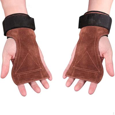 1 Pair Weight Lifting Gloves Hand Grips with Wrist Straps Palm Protection Leather Anti Skid