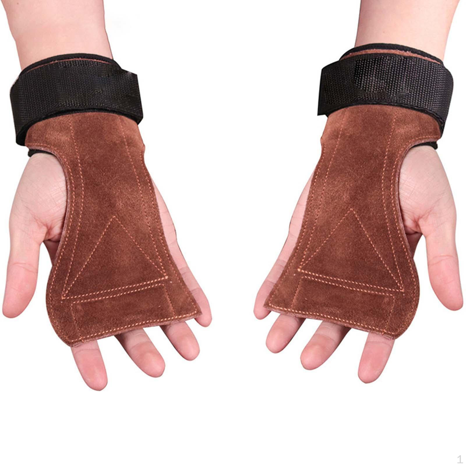 

1 Pair Weight Lifting Gloves Hand Grips with Wrist Straps Palm Protection Leather Anti Skid