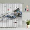 Chinese Style Ink Painting Shower Curtain Landscape Flower Tree Plant Boat Plum Living Room Background Wall Bathroom Screen Hook