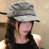 Retro Rivets Old Flat Top Cap Women's Summer Face Small Versatile Cowboy Hat Sunshade Sun Protection Hat