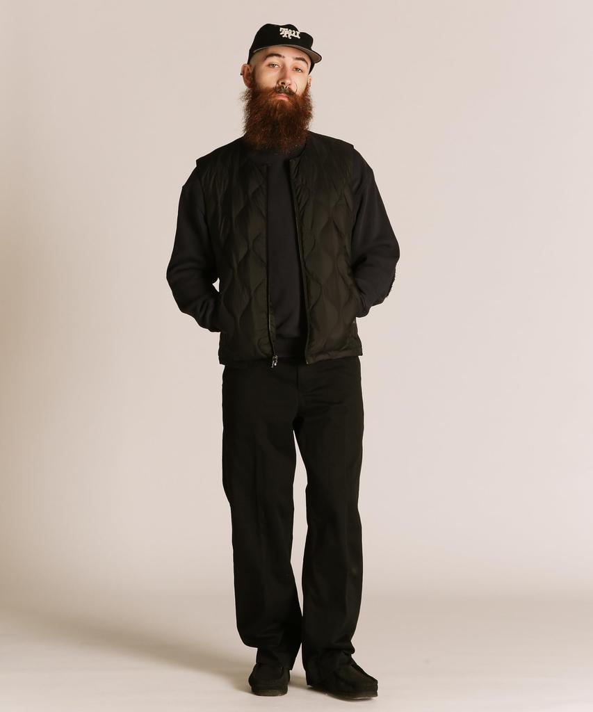 Schott xTAION X TAION INNER DOWN VEST, Men's, Size M, 010, Black, 782-5253002