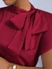Herbst Satinschleifen-Oberteil - Damen Kurzarmhemd im europäischen & amerikanischen Stil
