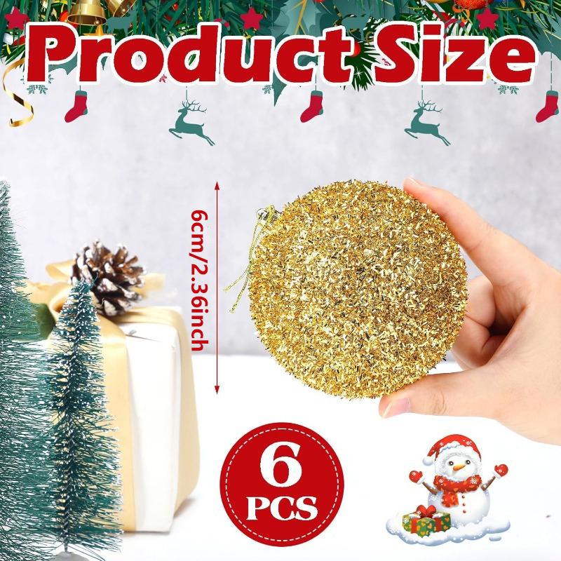 1Box 6cm Christmas Ball Decor Shiny Plush Foam Ball Decoration Xmas Tree Hanging Ornaments Home Party 2026 New Year Navidad Gift
