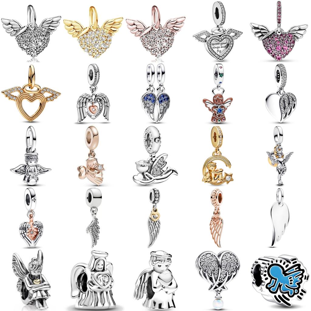 925 Silver Winged Angel Charm Pendant For Bracelet Female Jewelry Exquisite Gifts
