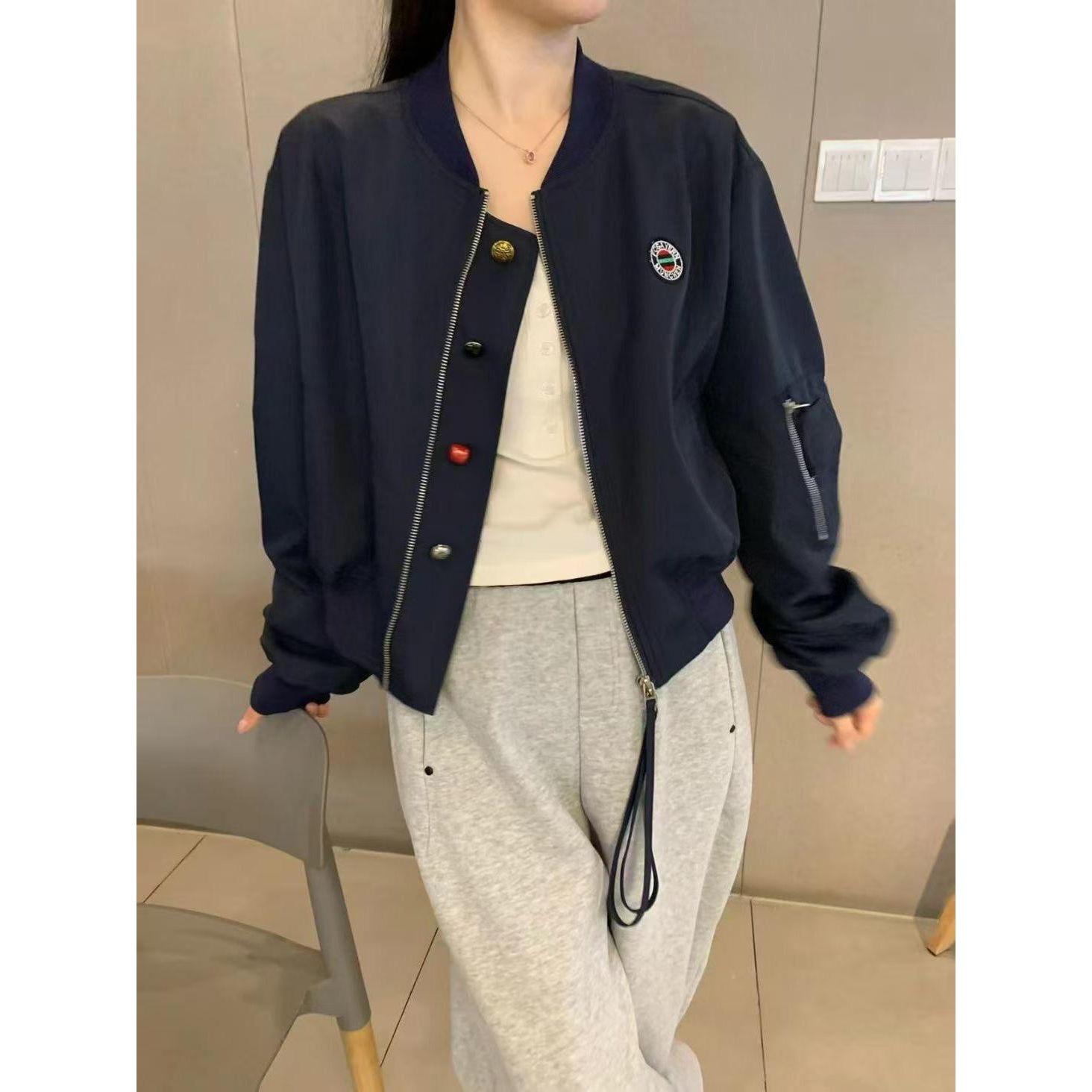 

2025 Women s Trendy Casual Baseball Jacket: High-End, Age-Reducing Short Coat for Spring & Autumn Medium брудно-білий