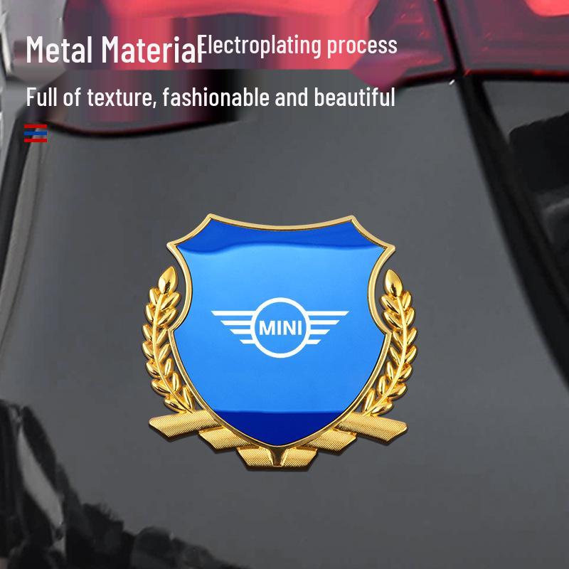 BMW MINI COOPER Wheat Ear Side Emblem Sticker: Metal Body Decoration for F55/F56 Models